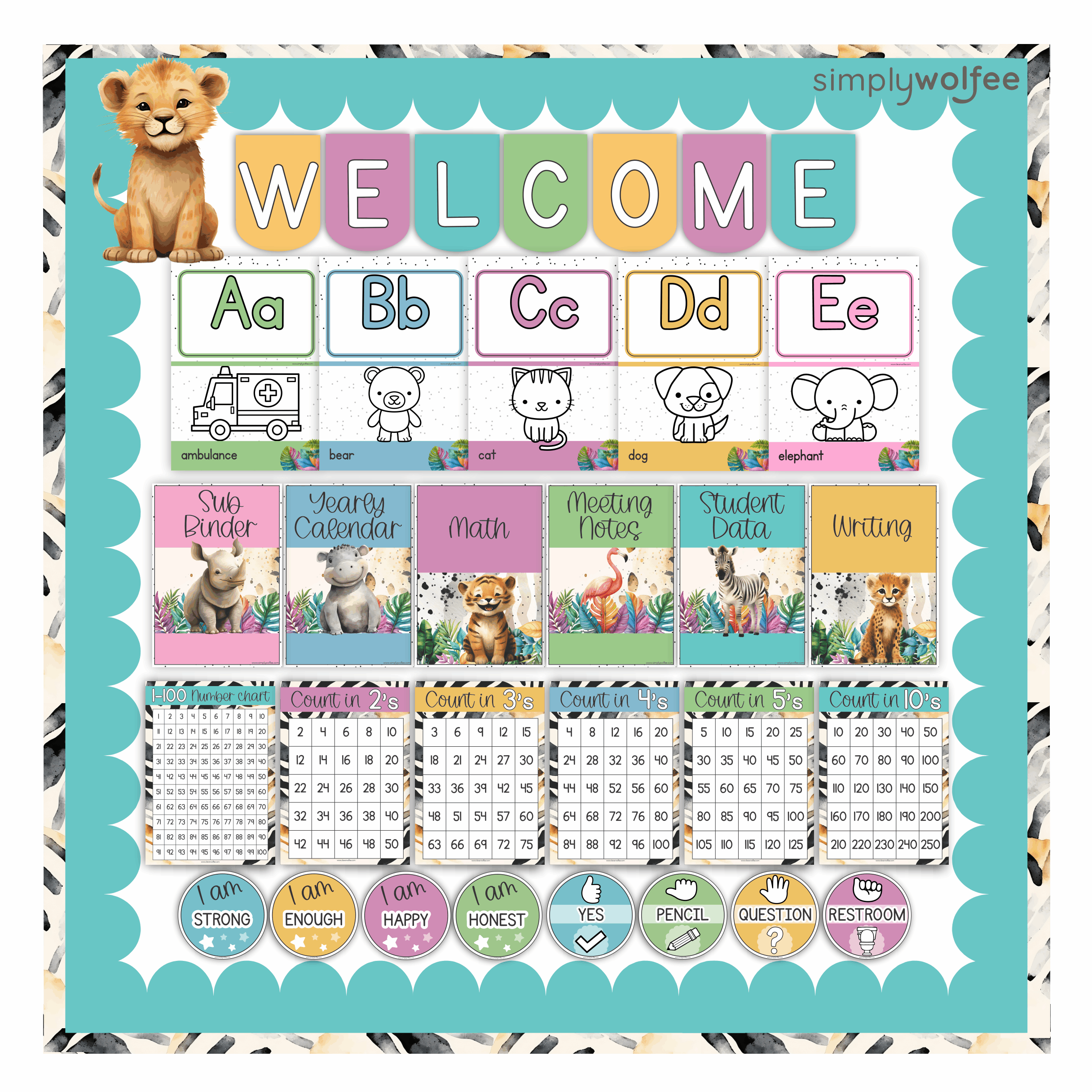 Bright Safari Class Decor - Full Bundle Editable - Image 3