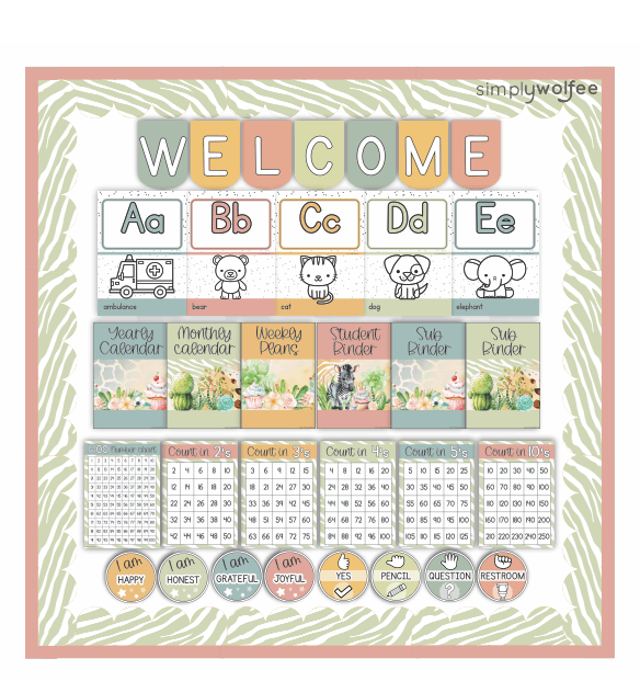 Funky Zebra Class Decor - Full Bundle Editable - Simply Wolfee - Image 3