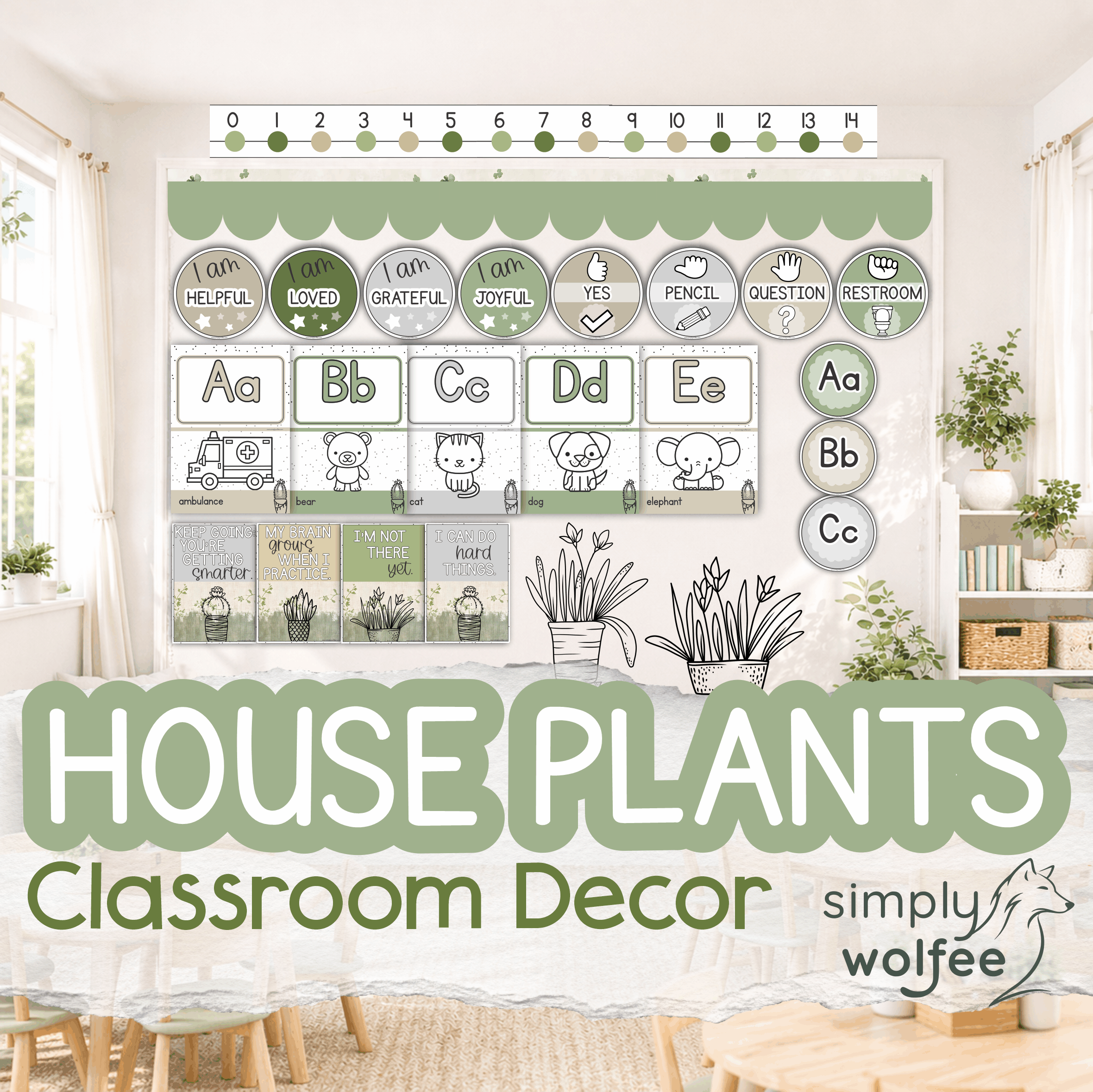 House Plants Class Decor - Full Bundle Editable