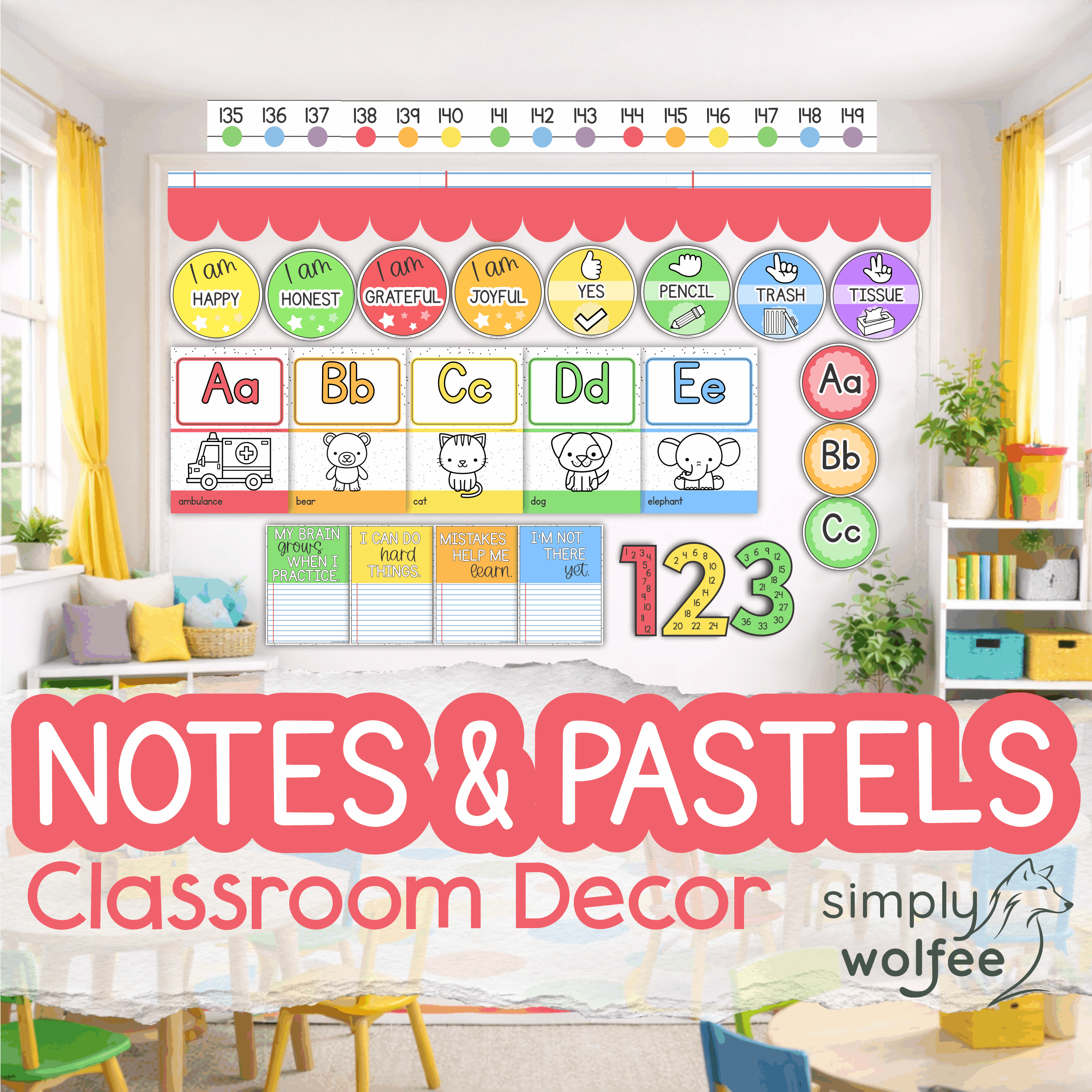 Notes & Pastel Class Decor - Full Bundle Editable