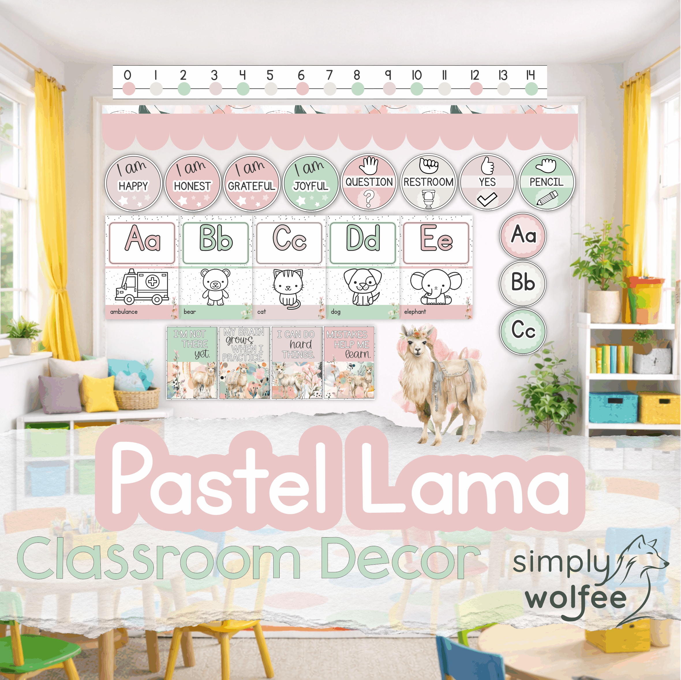 Pastel Lama Class Decor - Full Bundle Editable