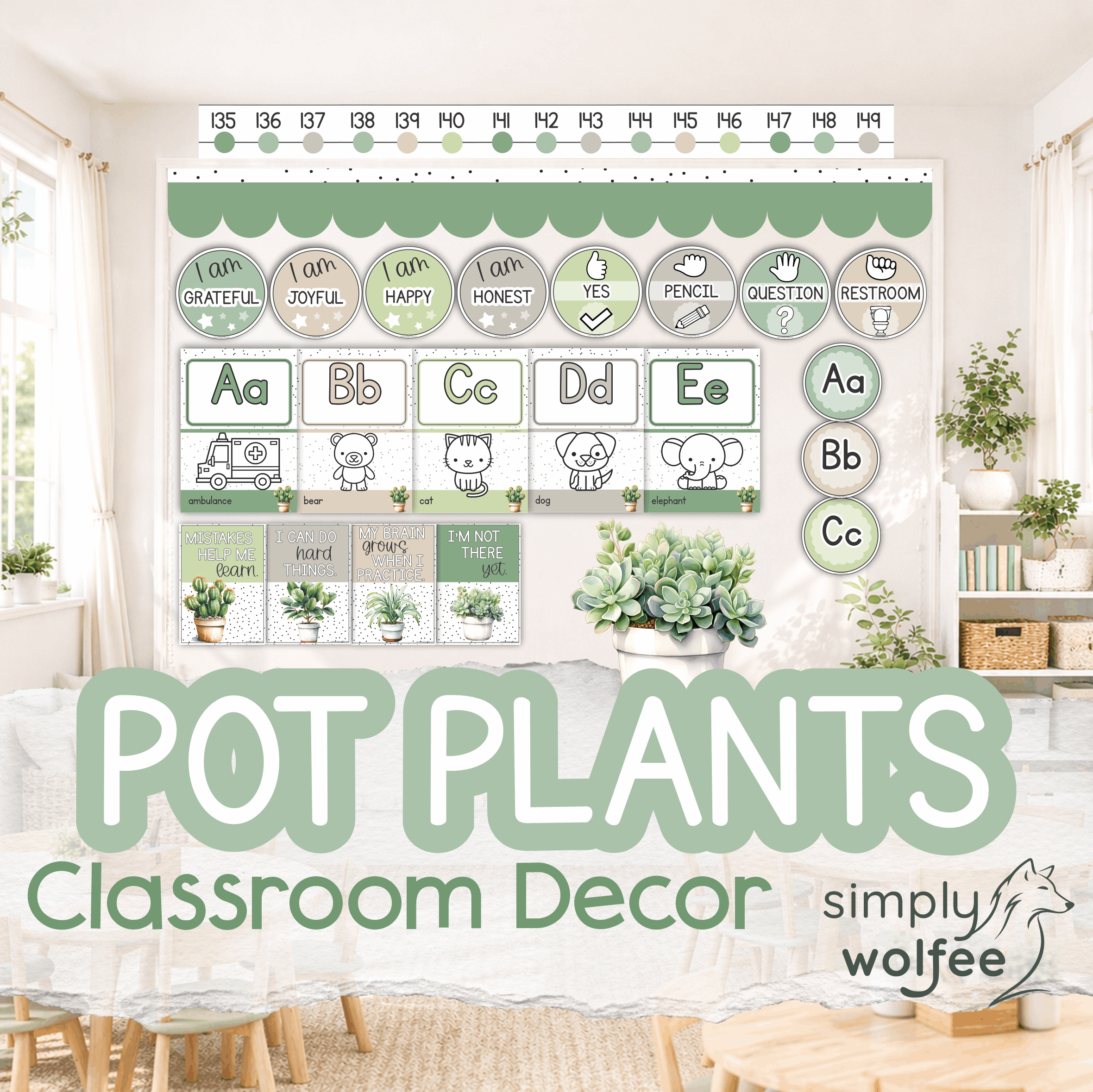 Pot Plants Class Decor - Full Bundle Editable