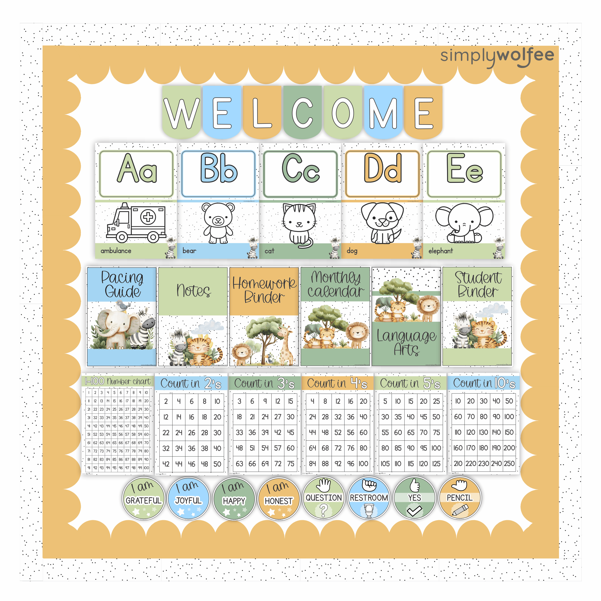 Pastel Safari Class Decor - Full Bundle Editable - Image 3