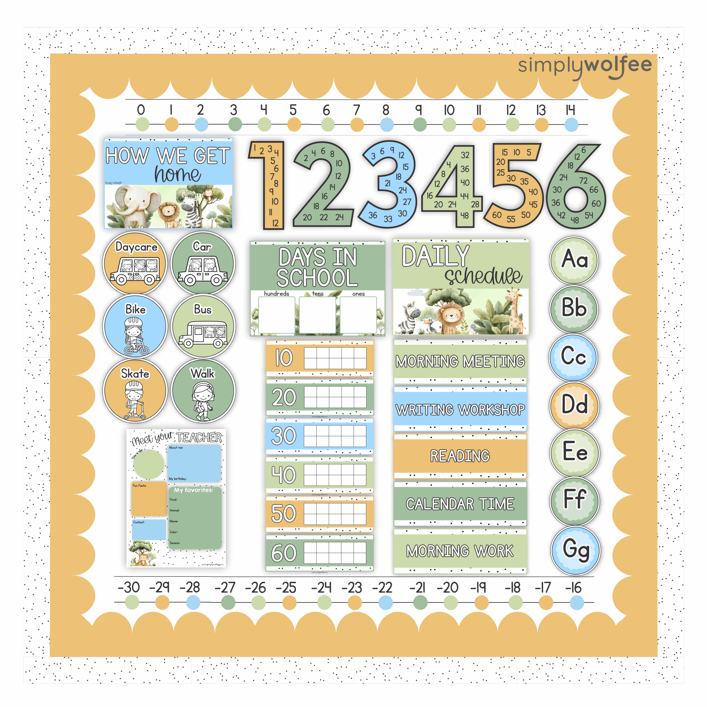 Pastel Safari Class Decor - Full Bundle Editable - Image 5