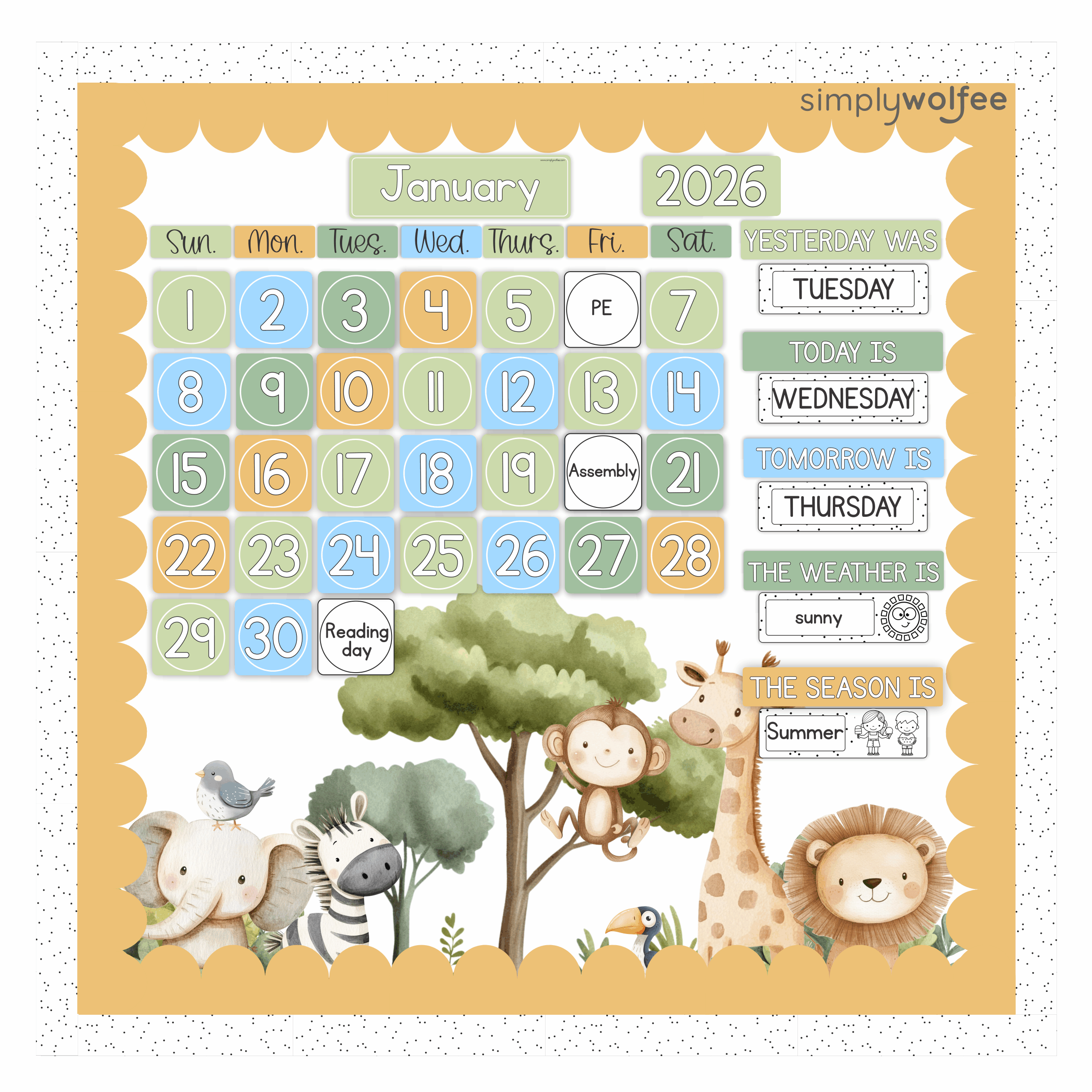 Pastel Safari Class Decor - Full Bundle Editable - Image 8