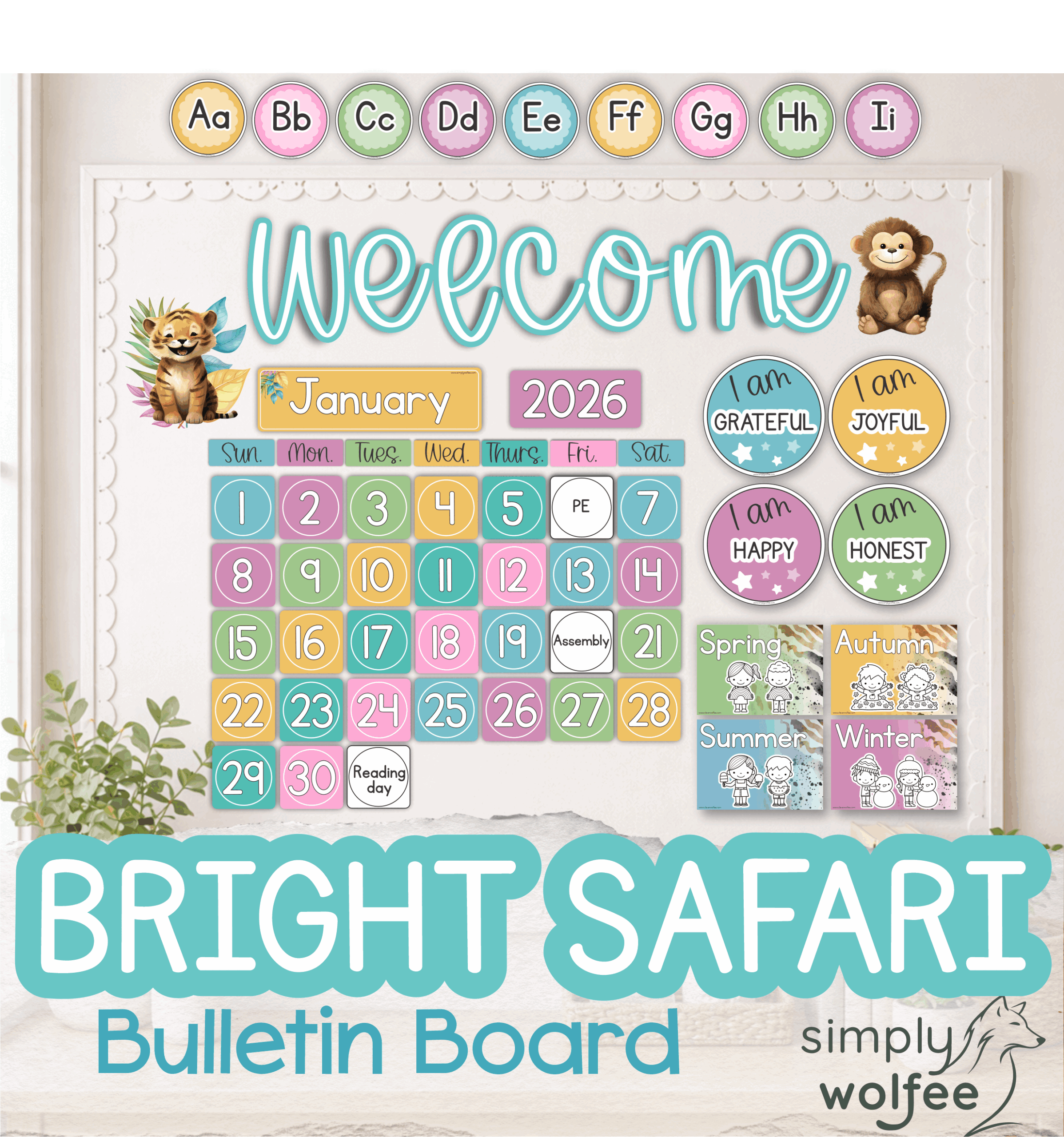 Bright Safari Bulletin Board Bundle