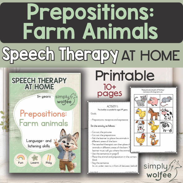 Speech Therapy at home - Prepositions - Farm animals