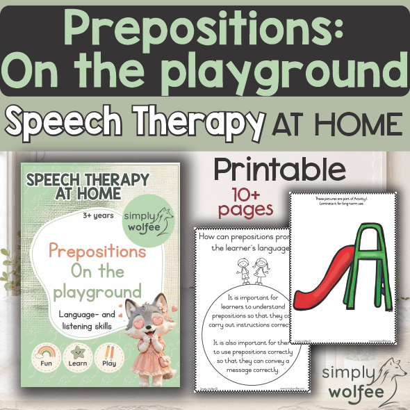 Speech Therapy at home - Prepositions - On the playground
