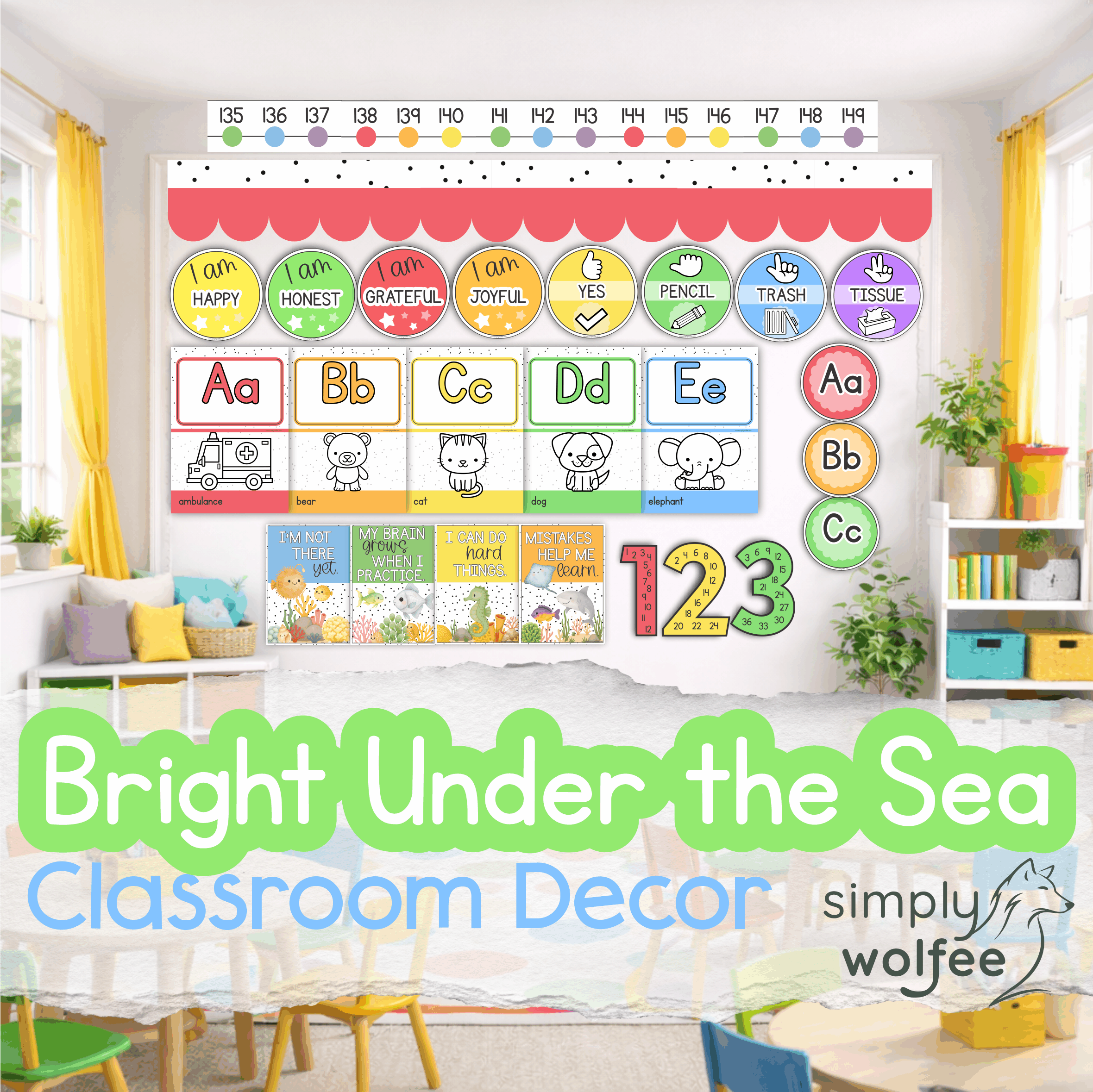 Bright Under The Sea Class Decor - Full Bundle Editable